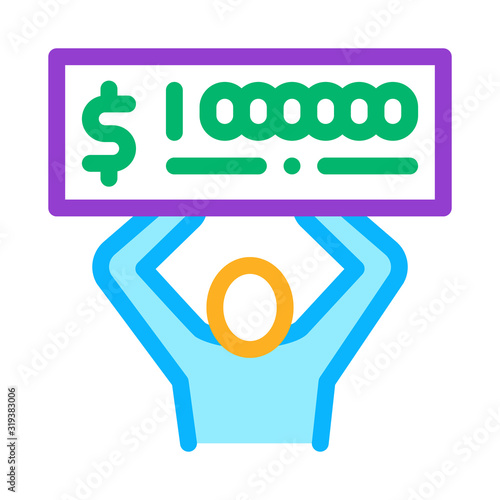 Winner with Check Million Icon Vector. Outline Winner with Check Million Sign. Isolated Contour Symbol Illustration