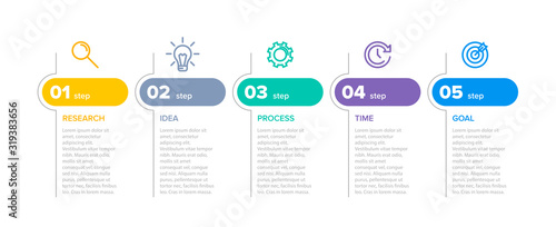 Infographic design with icons and 5 options or steps. Thin line vector. Infographics business concept. Can be used for info graphics, flow charts, presentations, web sites, banners, printed materials.