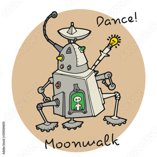 Dance! Moonwalk, Cute robot machine dancing at party