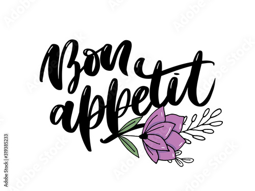 Bon appetit hand drawn lettering. Vector illustration