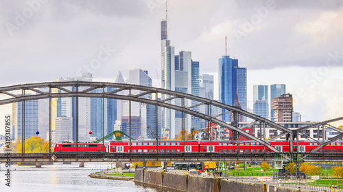 Wallpaper Mural  train ride in Frankfurt with skyscrapers in the background Torontodigital.ca