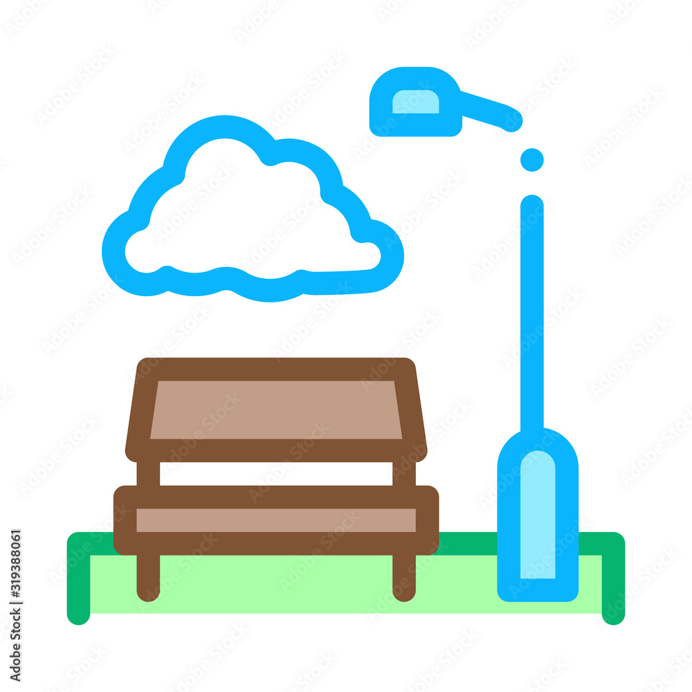 Park with Benches Icon Vector. Outline Park with Benches Sign. Isolated Contour Symbol Illustration Park with Benches Icon Vector. Outline Park with Benches Sign. Isolated Contour Symbol Illustration
