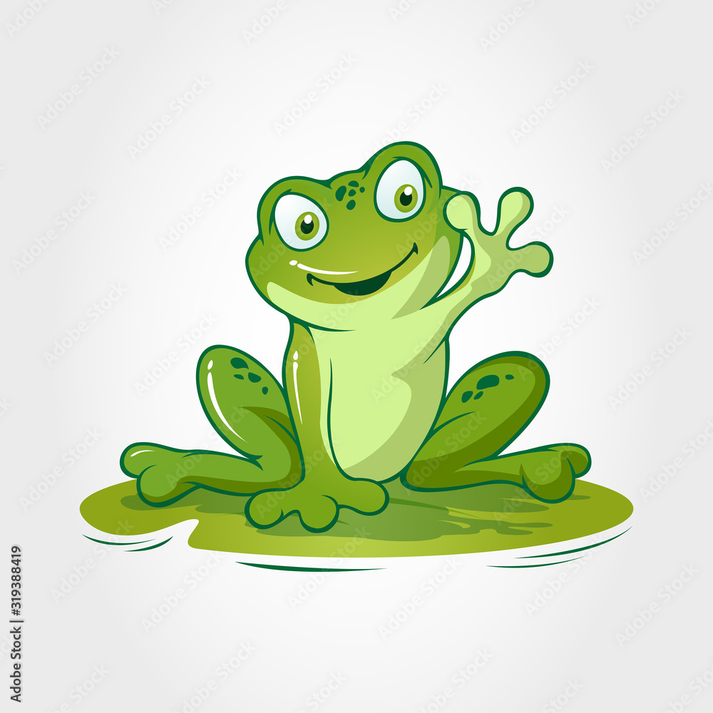 Frog Vector Cartoon Character. This is a frog cartoon animal sitting on lotus leave, it's look like said Frog Vector Cartoon Character. This is a frog cartoon animal sitting on lotus leave, it's look like said