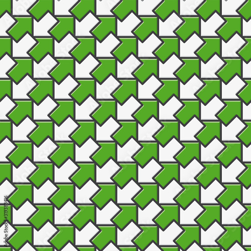 Seamless pattern with opposing green and white arrows vector background