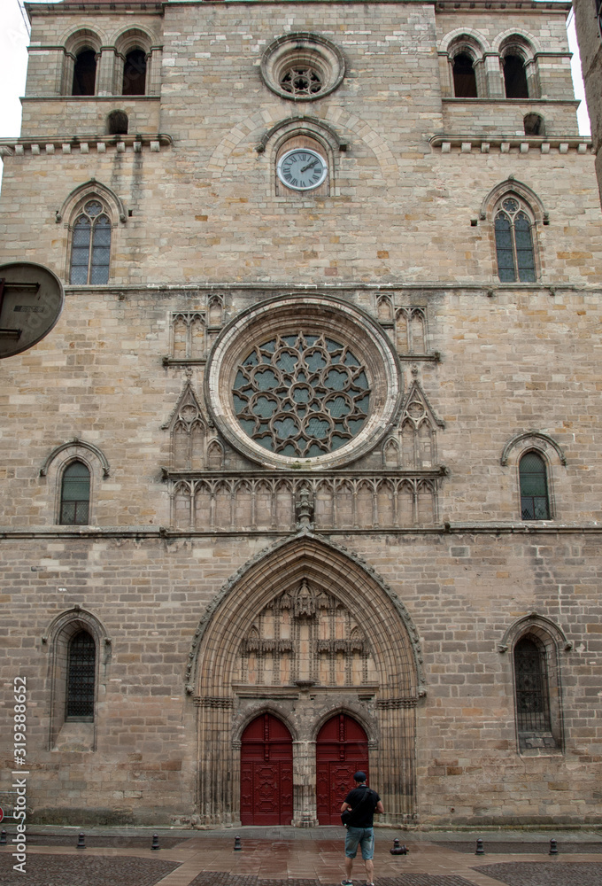 Facade of  Saint Etienne Cathedral in Cahors, Occitanie, France