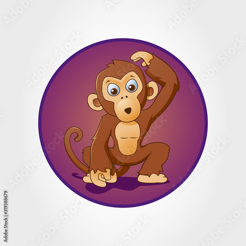 Monkey cartoon thinking  vector cartoon illustration 