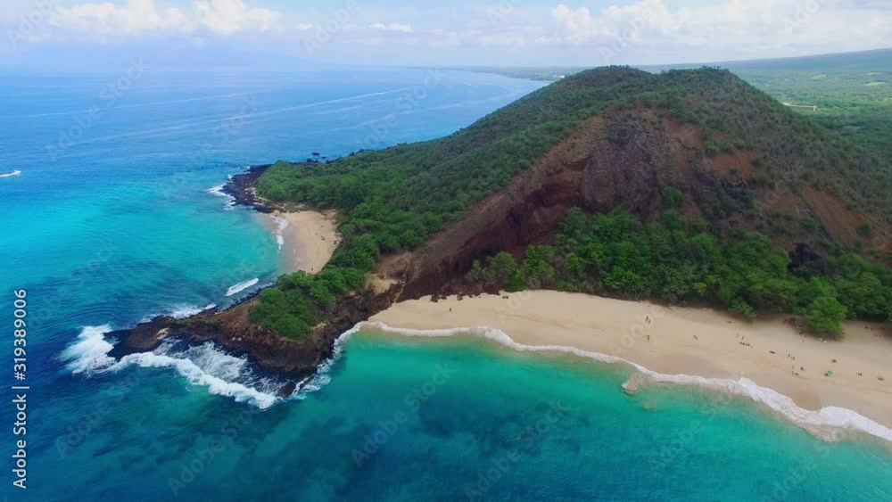 Aerial drone video of Makena Beach in Maui, Hawaii on a beautiful sunny Day. Aerial drone video of Makena Beach in Maui, Hawaii on a beautiful sunny Day.