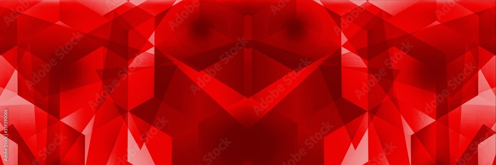 Obraz premium Big Panoramic Red Modern Polygon Background. Graphic Minimal Design. Red Polygonal Pattern