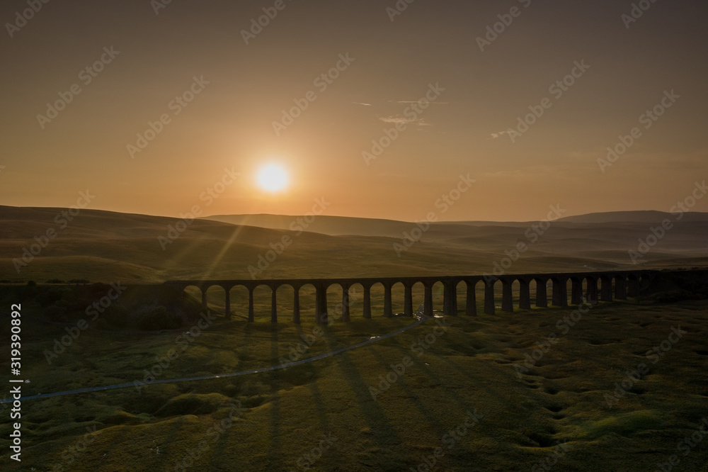 Sunset over Iconic Yorkshire Landmark Ribblehead Viaduct