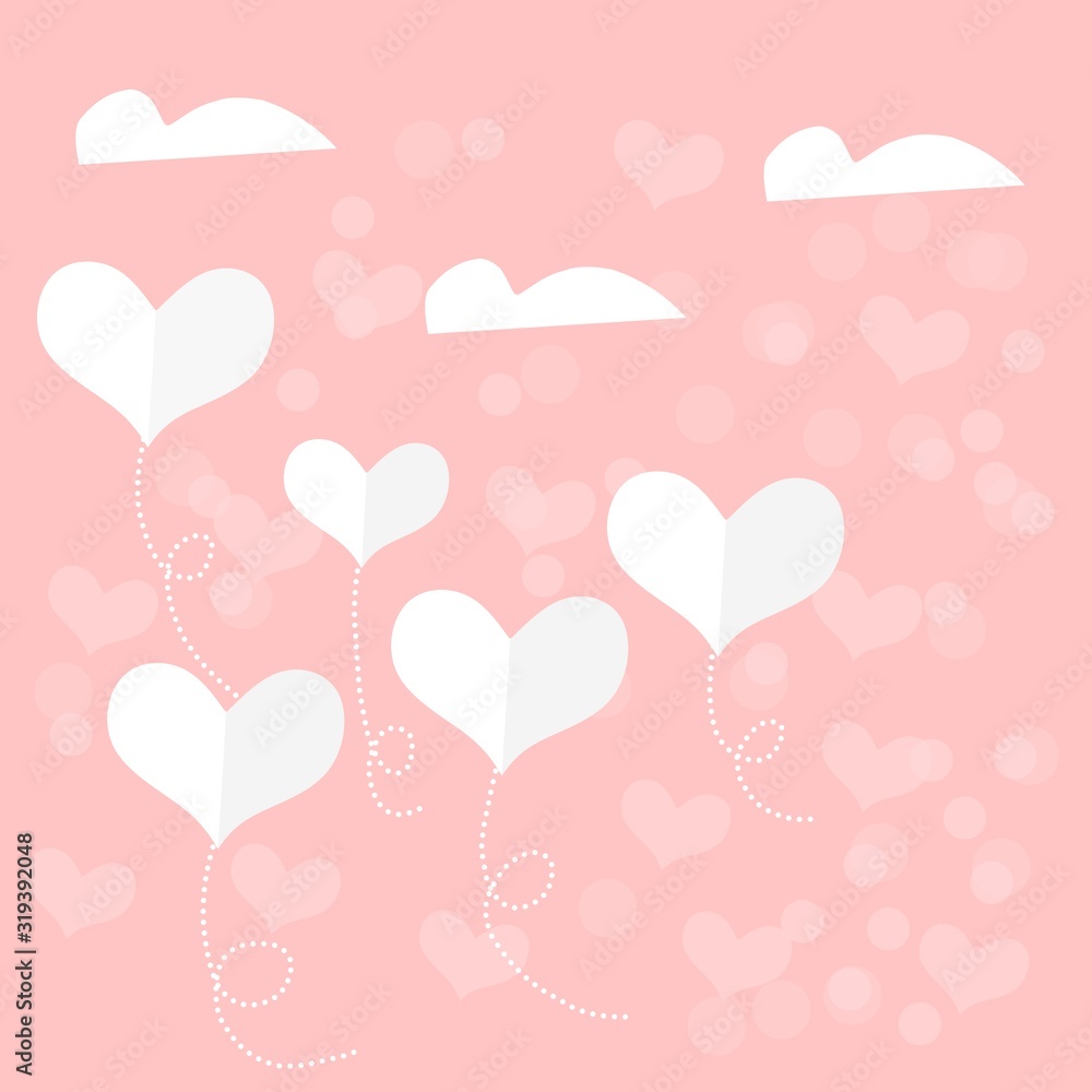 Flat design valentine's day banner with paper art style 