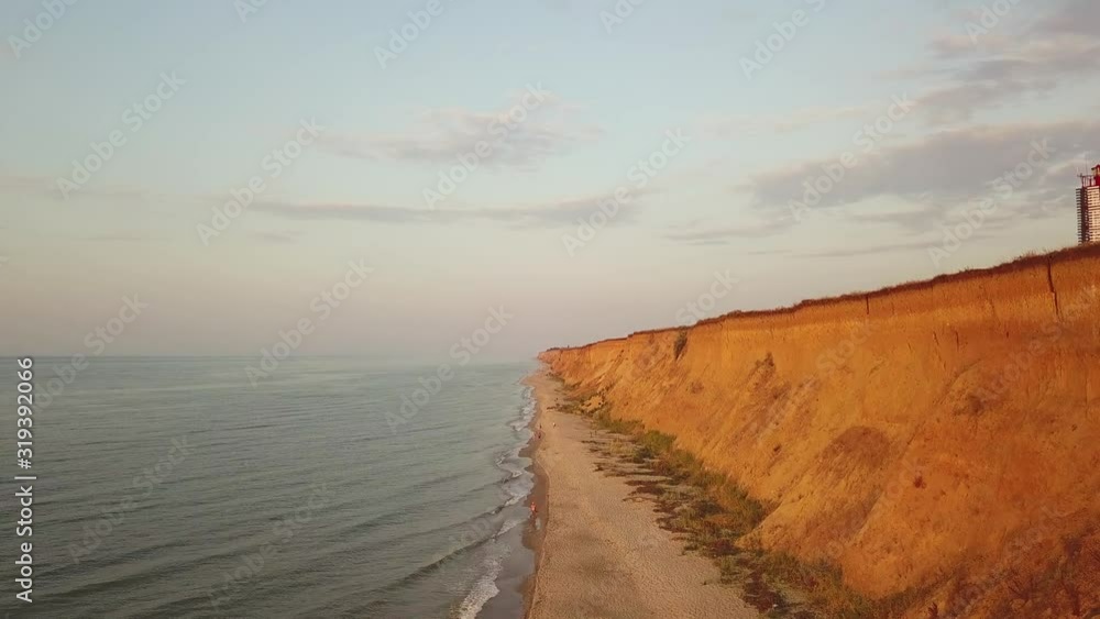 Aerial view of the sea shore and the beach. Wonderful sea landscape Aerial view of the sea shore and the beach. Wonderful sea landscape