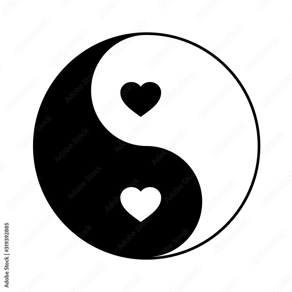 yin yang black and white style with heart yin yang black and white style with heart