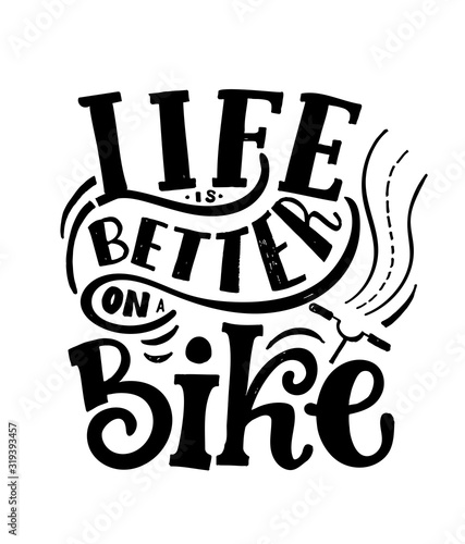 Lettering slogan about bicycle for poster, print and t shirt design. Save nature quote. Vector vintage illustration