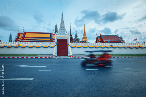 In front of Phra Kaew Temple in the evening