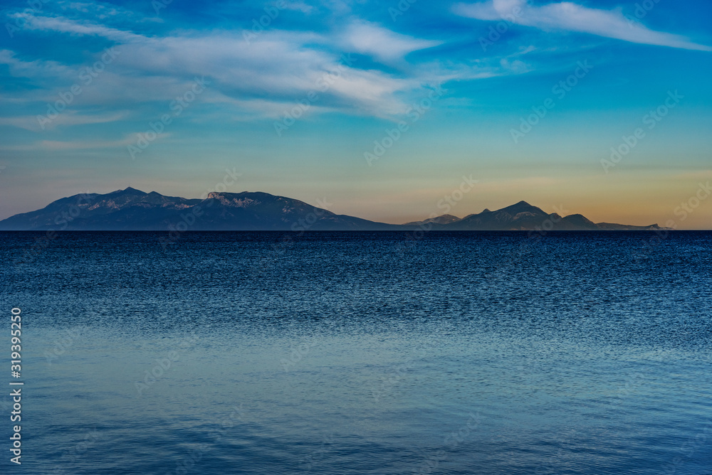 Greek island and sea. Greek island and sea.