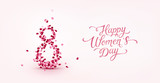 Rose flower petals background. Vector pink floral symbol of 8 March for Happy Women 's Day greeting card design..