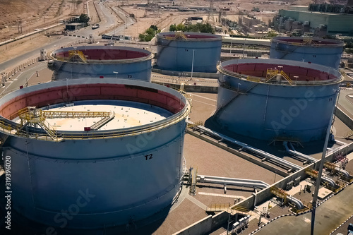 Refinery and storage facilities of oil and petroleum products. O