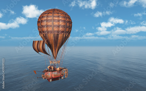 Foto Fantasie Heißluftballon über dem Meer