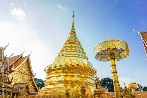 Phra That Doi Suthep is located in Chiang Mai in Thailand. © nopphadol