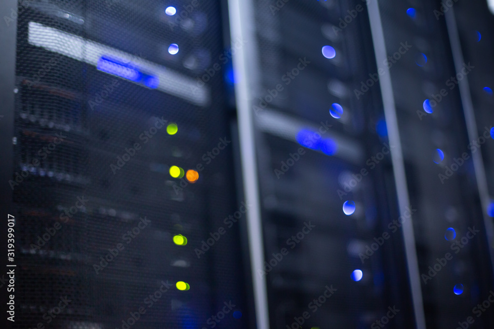 Blue Blurred Server Rack. Technology concept 3.0 Blue Blurred Server Rack. Technology concept 3.0