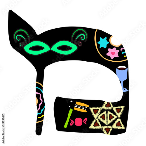 Hebrew alphabet hand draw. Font Hebrew Purim, Passover, Shavuot. Hebrew letters. Vector illustration on isolated background.