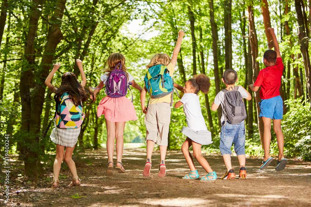 Children on a hiking day or excursion Children on a hiking day or excursion
