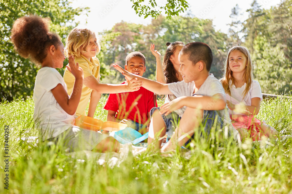 Fototapeta premium Multicultural children in summer camp