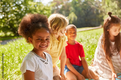 African girl and friends in the summer