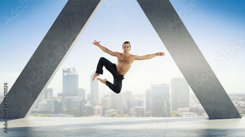 Dancer guy in jump. Mixed m...