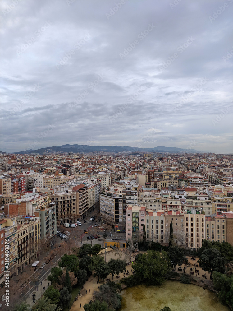 Naklejka premium Bird's eye view, Barcelona city, Spain