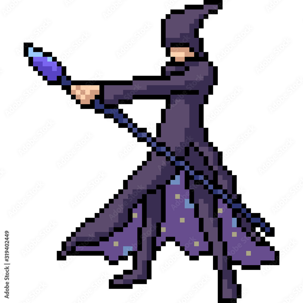 Obraz premium vector pixel art wizard fantasy