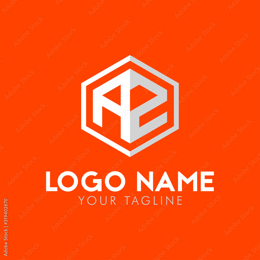 initial letters AZ hexagon logo template initial letters AZ hexagon logo template
