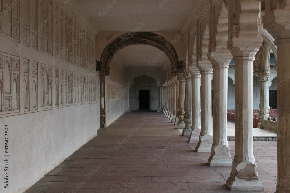 Agra Fort corridor internal architecture, Agra, Uttar Pradesh, India