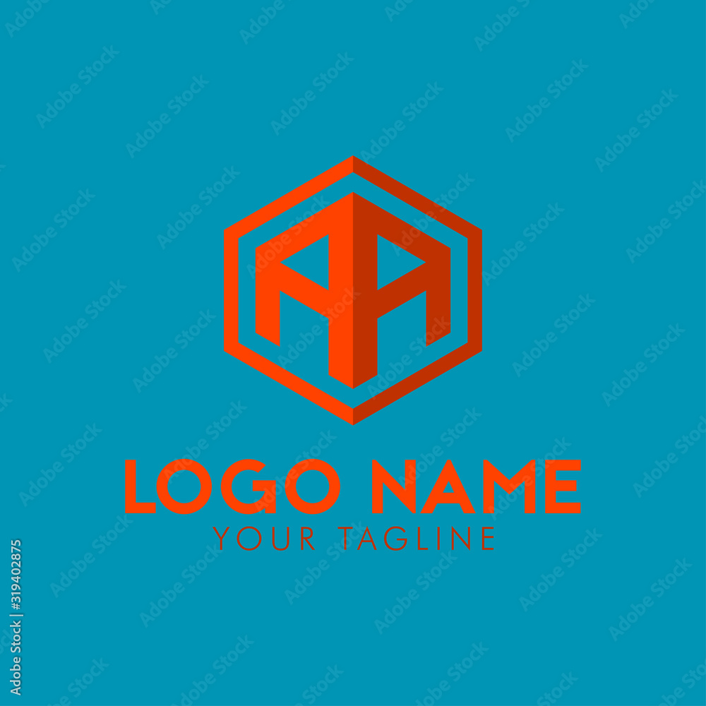 Fototapeta premium initial letters AA hexagon logo template