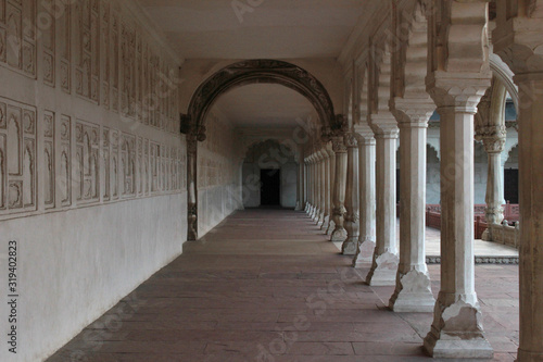 Agra Fort corridor internal architecture, Agra, Uttar Pradesh, India