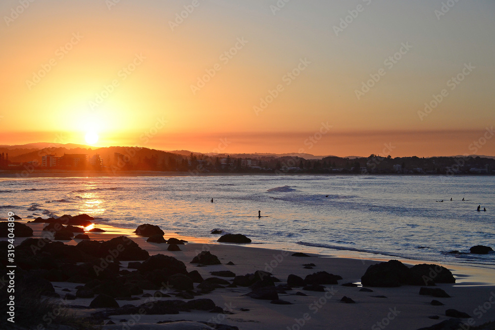 Sunset at Kirra beach, Gold Coast, Australia