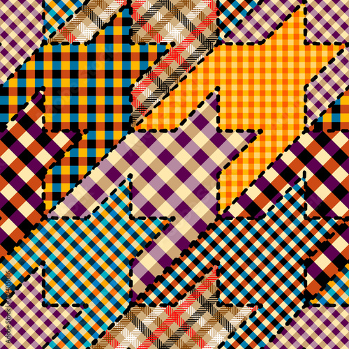 Patchwork textile pattern. Seamless quilting design background.