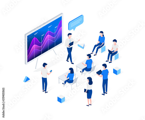 Business presentation isometric concept.