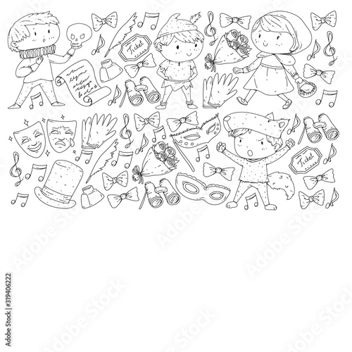 Illustration of a Children's Performing on Stage. Theatre with kids