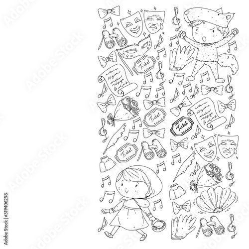 Illustration of a Children's Performing on Stage. Theatre with kids