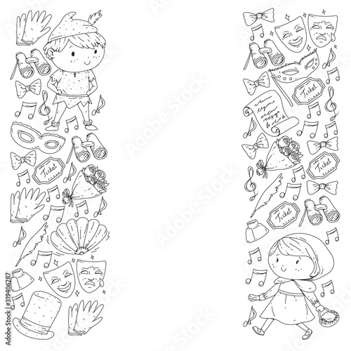 Illustration of a Children's Performing on Stage. Theatre with kids