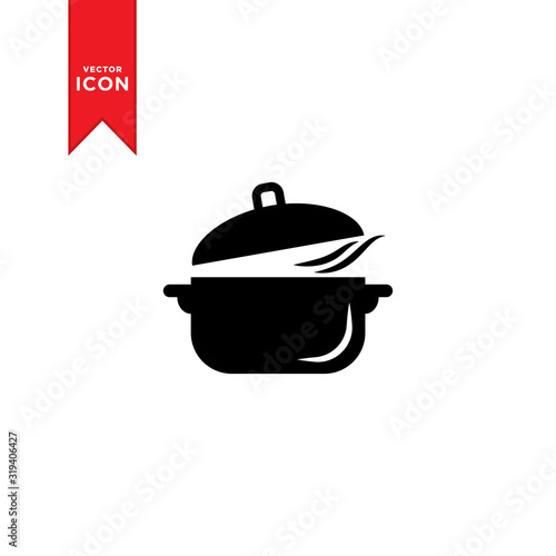 Sauce pan icon vector. Simple design on white background.