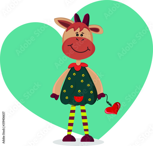 funny painted cow  will decorate your holidays  suitable design  Valentine s day  New Year 2021 of the cow  vector  eps format EPS