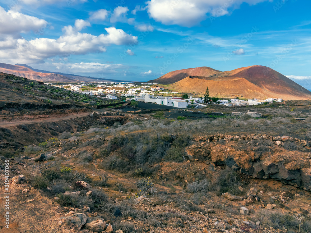 Volcanes en Gatiza. Lanzarote. Islas Canarias. España. Europa.