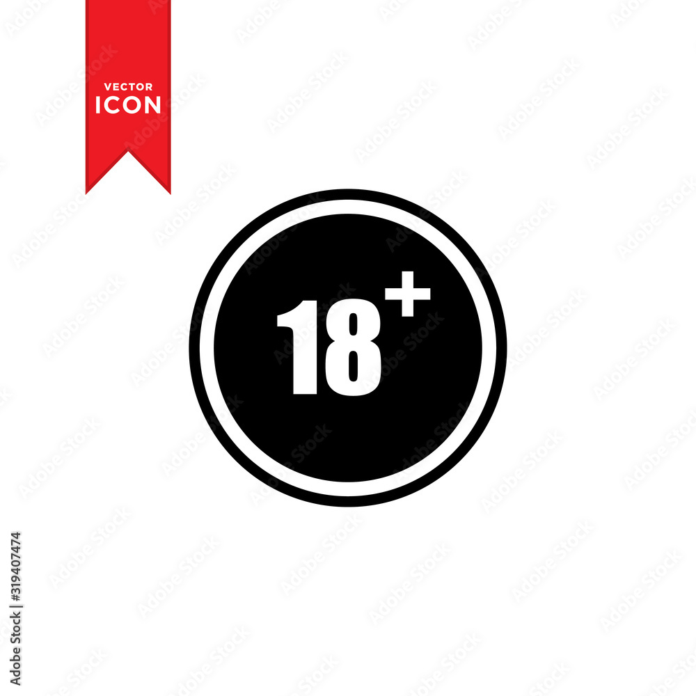 Under 18 years icon vector. Under 18 years sign mark icon symbol illustration. Flat design style on white background. Under 18 years icon vector. Under 18 years sign mark icon symbol illustration. Flat design style on white background.
