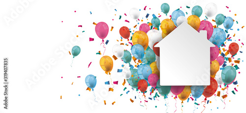 House Label Balloons Confetti Header
