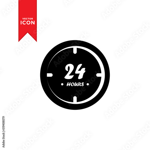 24 hours icon vector. Twenty four hour icon. 24 hour logo illustration. Trendy flat design style on white background.
