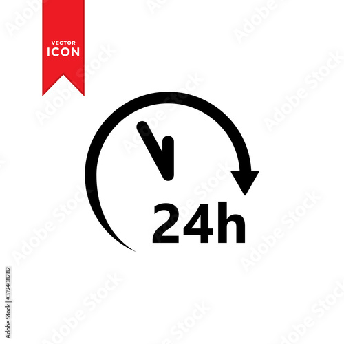 24 hours icon vector. Twenty four hour icon. 24 hour logo illustration. Trendy flat design style on white background.