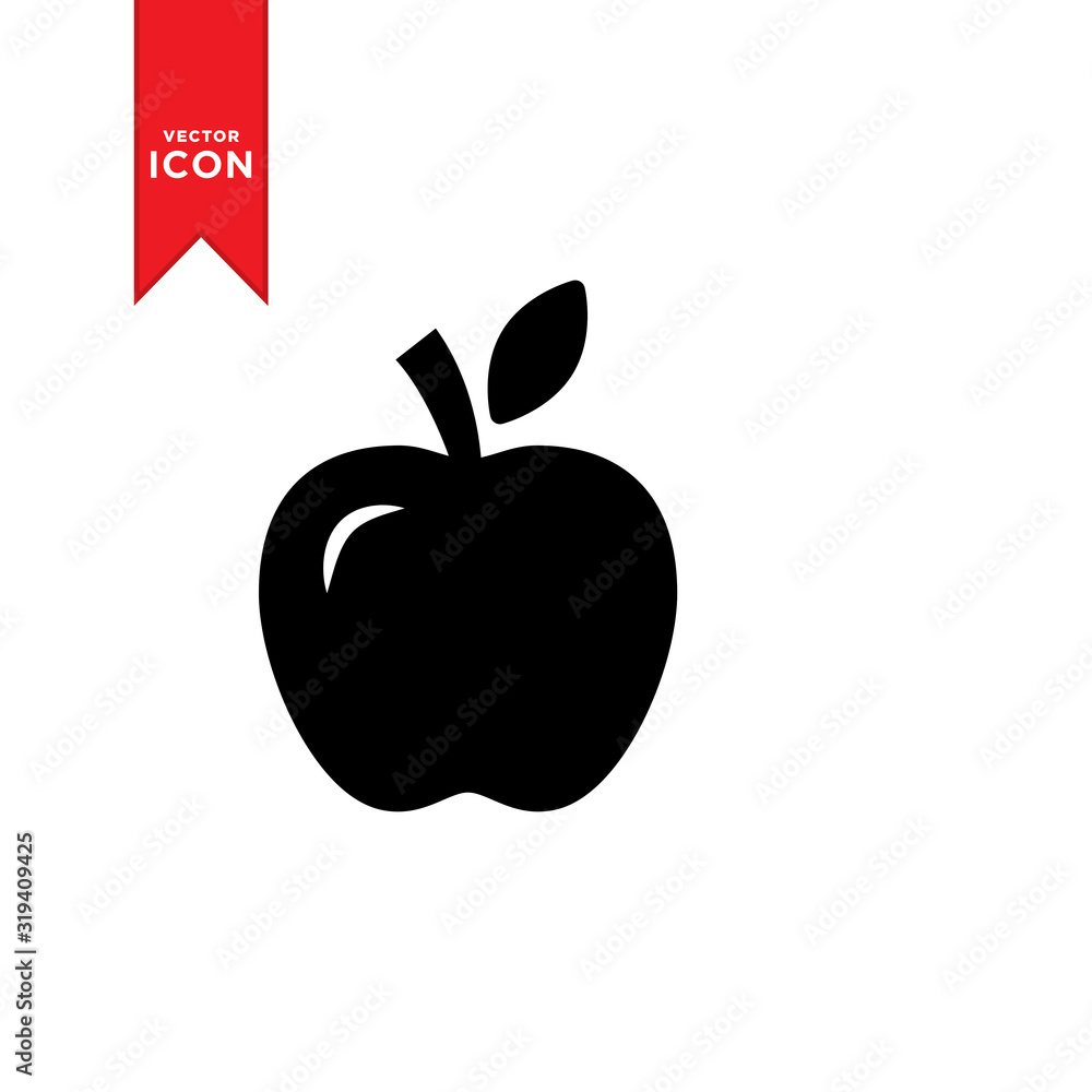 Fototapeta premium Apple icon vector. Fruit simple design apple on white background.