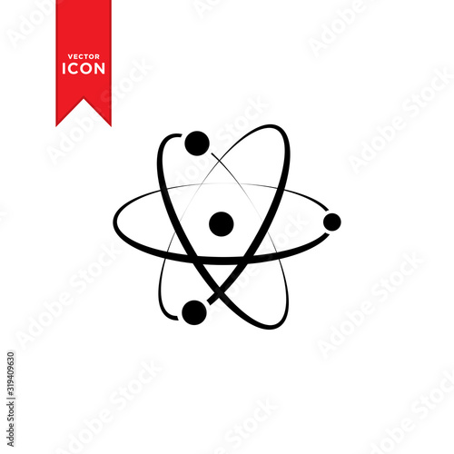 Atom icon vector. Simple design on white background.